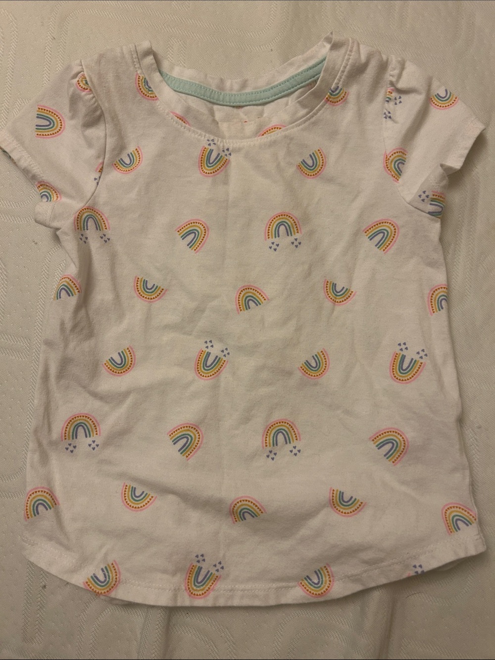 Cat & Jack White Tee with Multicolor Rainbow Print